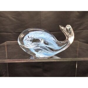 Hokitika Glass Studio New Zealand Glass Whale Figurine